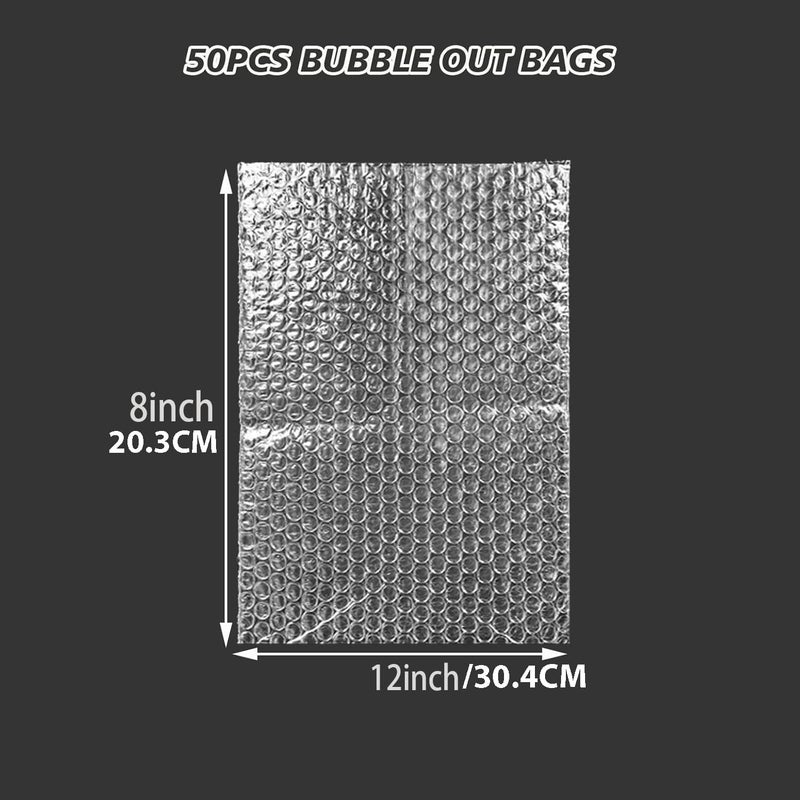 XHMAXE 50Pcs Bubble Pouche Wrap, 8”x12” Bubble Bags for Shopping, Double Wall Bubble Cushioning Wrap Bags for Mailing Packing, Moving and Storage Fragile China Dishes Electronic Item - Image 2